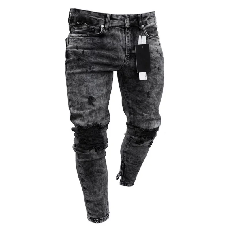 

New Erkek Kot Pantolon Hole Slim Fit Peto Hombre Skinny Calca Masculina Jeans Pants Men Fashions Elastic Men's Jeans Trousers