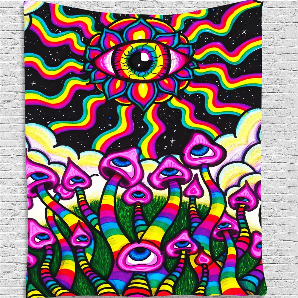 

Hippie Hanging Wall Tapestry Colorful Bohemian Psychedelic Blanket Home Decor Psychedelic Tapiz Witchcraft Tapestry