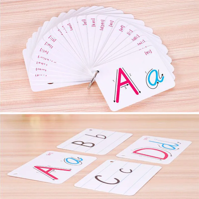 

26 Letter English Flash Card Handwritten Montessori Early Development Learning Educational Toy For Kid Children Gift With Buckle