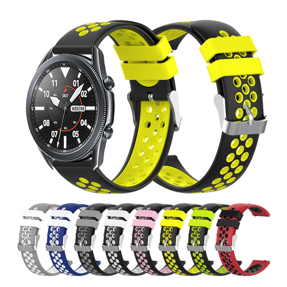 Ремешок силиконовый для Samsung Galaxy Watch 3 45 мм 41 спортивный сменный резиновый браслет