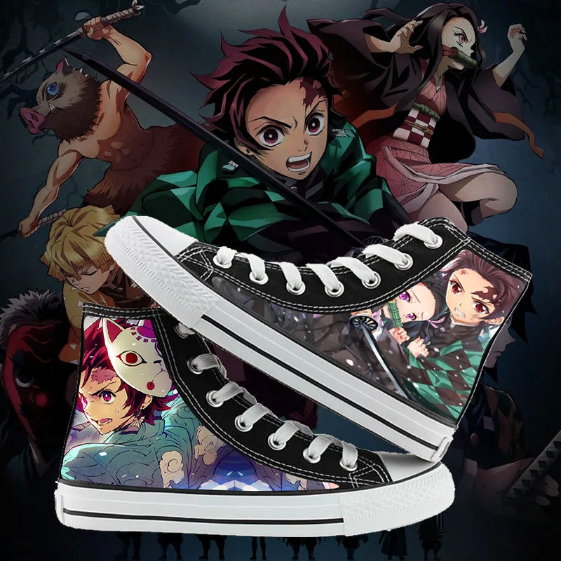 Аниме парусиновая обувь Demon Slayer: Kimetsu no Yaiba Kamado Nezuko Обувь на высоком каблуке для