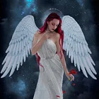 Крылья ангела, крылья дьявола, реквизит для косплея, костюмы для взрослых, черные и белые крылья, ткань, 3D тематика, Хэллоуин, рождественские принадлежности для вечеринок