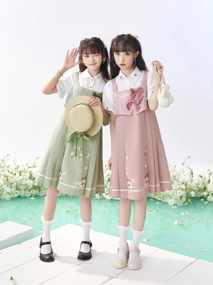 

National style summer embroidered bow imitation horseback dress