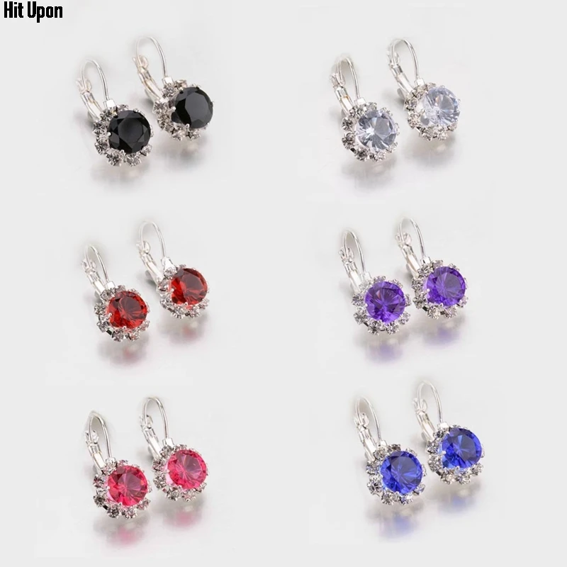 6 Цвета Большой Хрустальный Камень Стразы Серьги в виде капель с кубик циркония