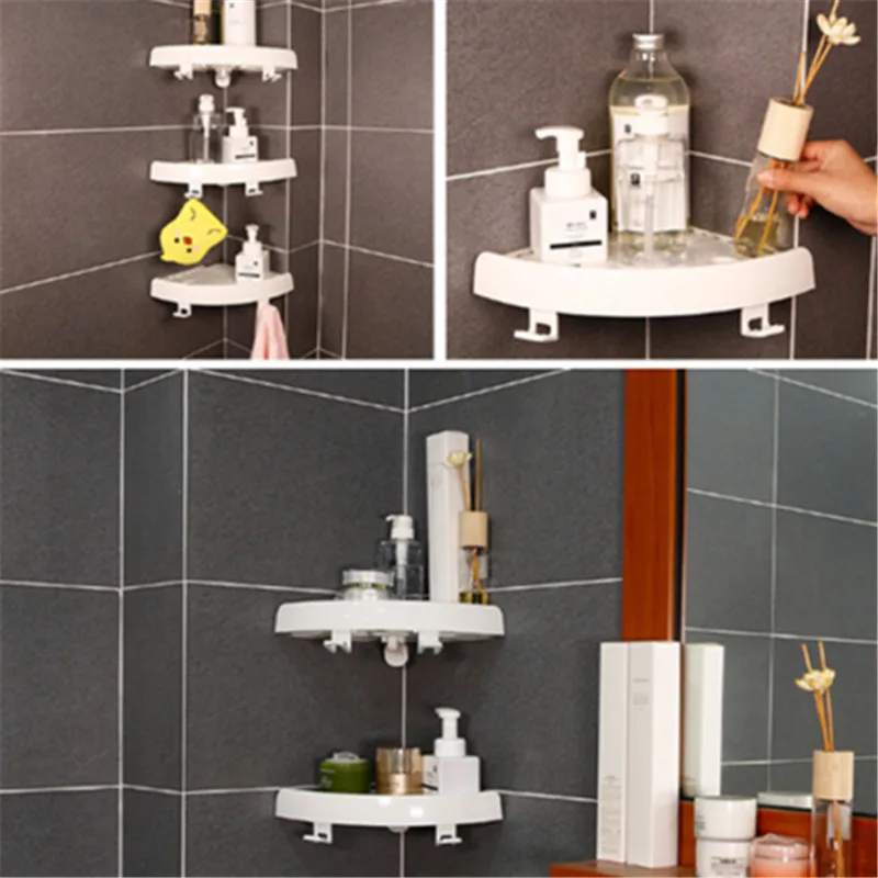 

Bathroom Snap Up Corner Shelf Rack e Grip Storage Wall Mount Holder Household Supplies