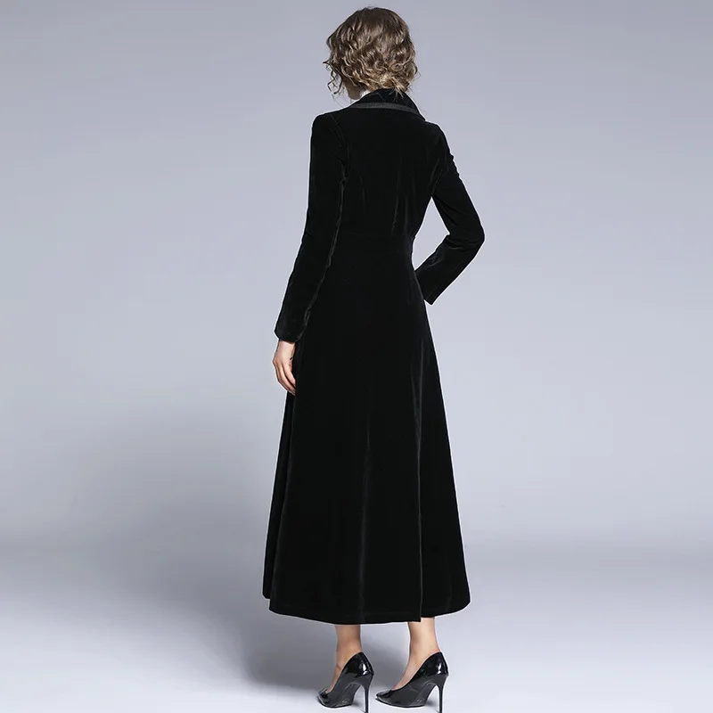 Женский бархатный Тренч на пуговицах свободная винтажная одежда в стиле
