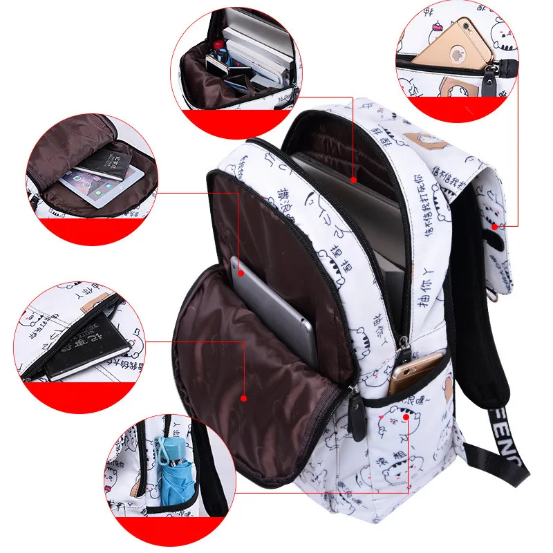 Школьные сумки для девочек женский рюкзак ноутбука usb Детские рюкзаки милый