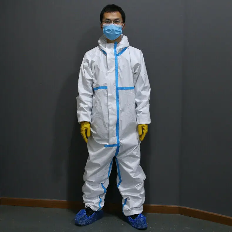 

White Coverall Hazmat Suit Protection Protective Disposable Anti-Virus Clothing Disposable Factory Hospital Safety Clothing