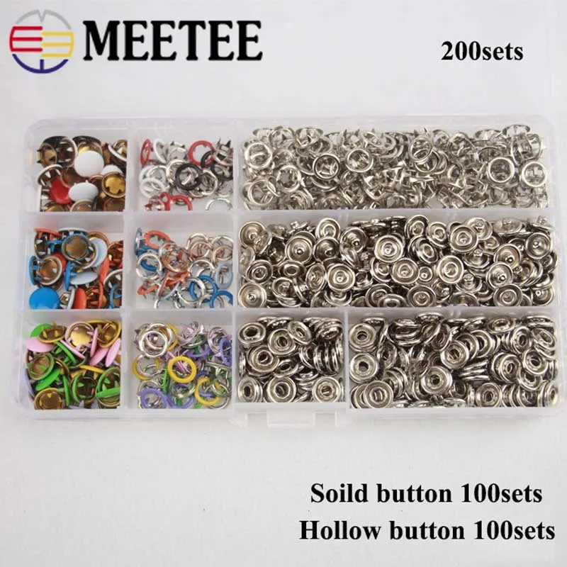 Meetee 100/200 комплектов 10 мм однотонные пятизубчатые кнопки 9 5 полые пряжки для