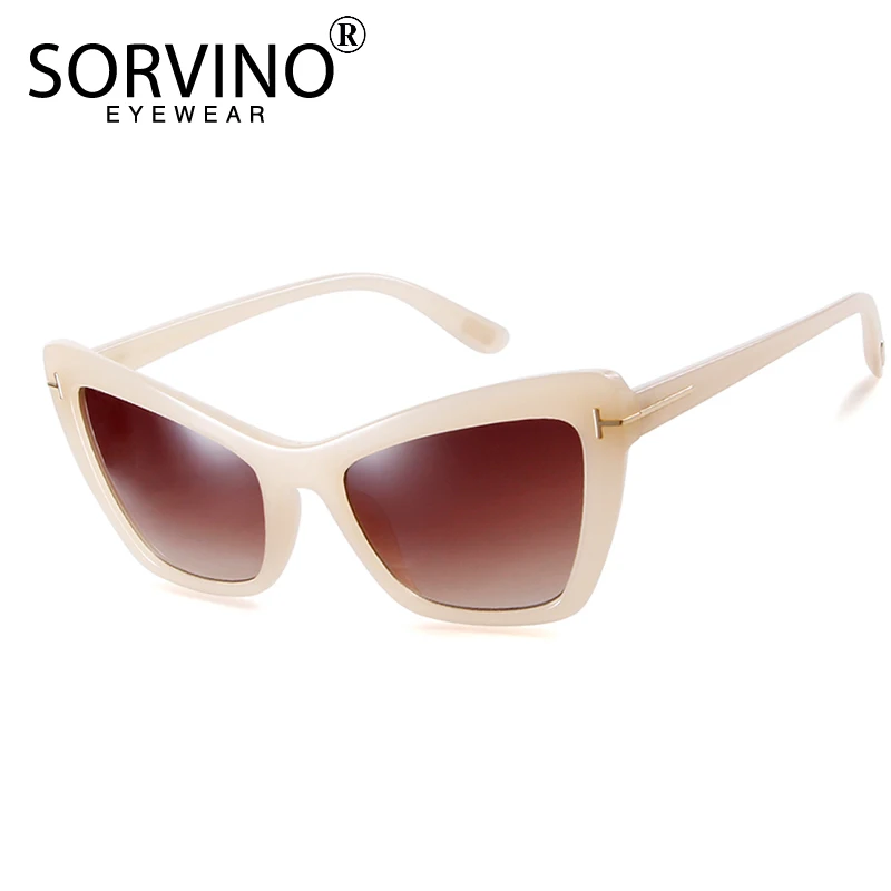 Женские прямоугольные солнцезащитные очки SORVINO коричневые кошачий глаз бежевого