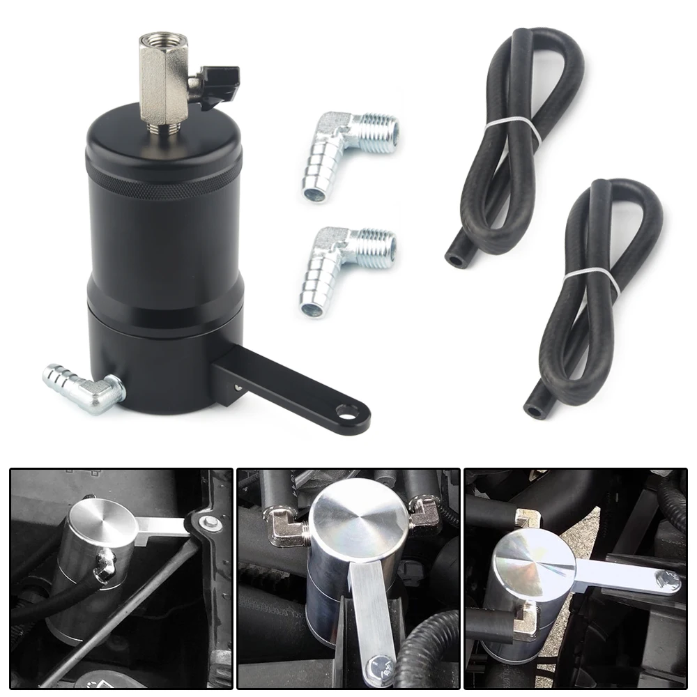 

Aluminum Billet Oil Catch Can With Baffle Plate For 04-on Ford F-150 3.7L 4.6L 5.0L 5.4L 6.2L