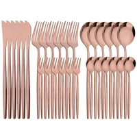 630pcs rose cutlery set stainless steel tableware knife cake fork coffee spoon dinnerware flatware western kitchen silverware