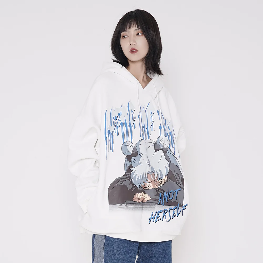 

Hip Hop Harajuku Cartoon Print Sweatshirts Coats Unisex Fashion Hipster Streetwear Hooded Loose Pullover Hoodies Tops Outerwear