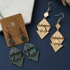 Серьги-подвески женские в стиле бохо, этнические, золотистые, геометрические, 2019