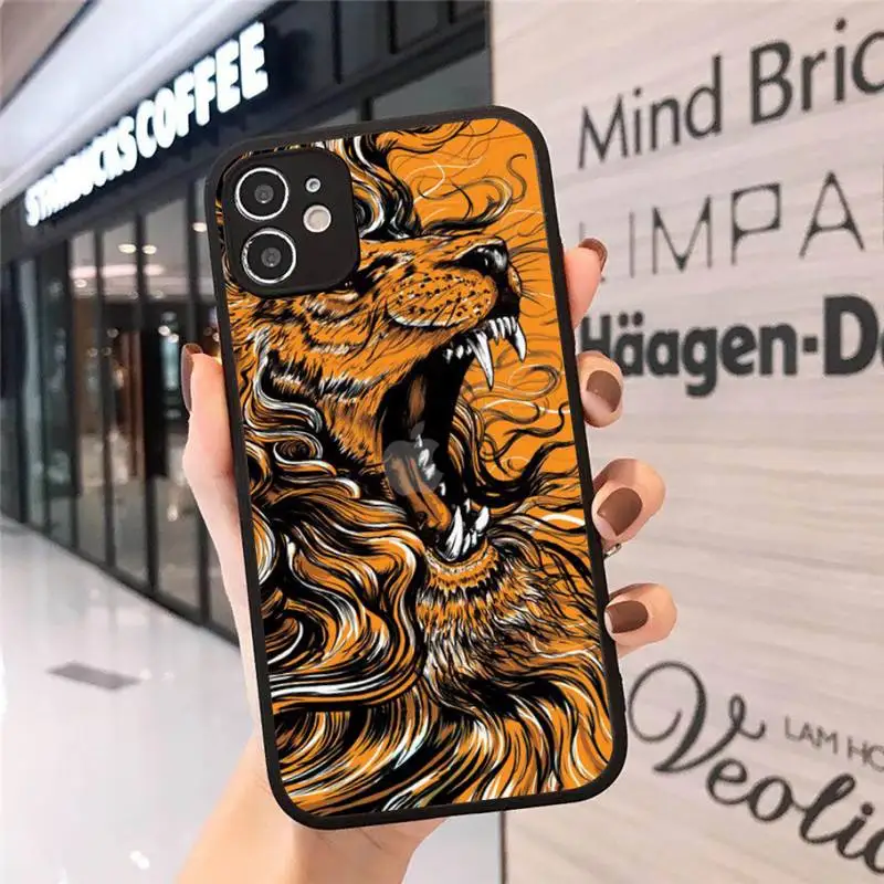 

Art abstract illustration tiger Phone Case Matte Transparent for iPhone 7 8 11 12 s mini pro X XS XR MAX Plus cover funda