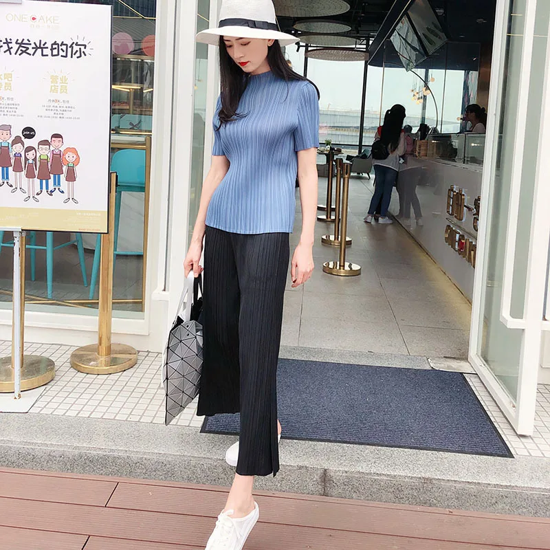 

Fashion Simple Pleated T-shirt Women 2021 Summer Loose Plus Size Stretch Short Sleeve Tshirt Top Rushed Elegant Bottoming Shirt