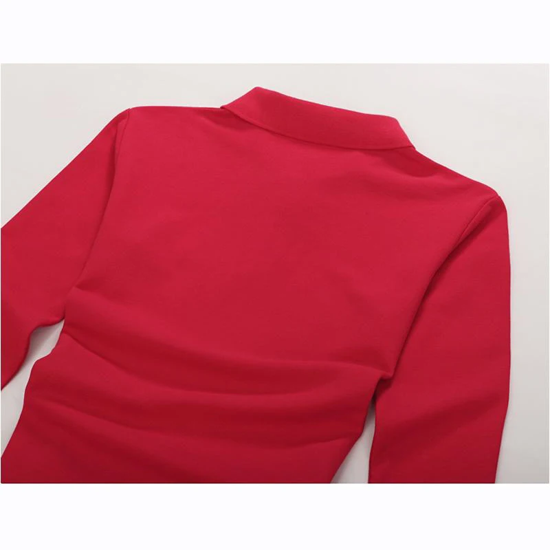 Рубашка-поло женская с вышивкой 100% хлопок длинным рукавом повседневная