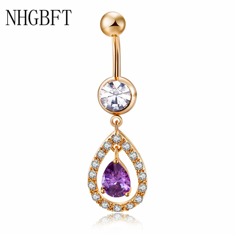 

NHGBFT Water drop zircon Surgical Steel Navel Piercing Womens Belly Button Rings Belly Piercing Body Jewely