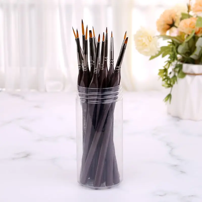 

12pcs/set Scriptliner Detail Fine Paint Brushes Nylon Hair Liner Round Flat Watercolor Gouache Paintbrushes for Art Acrylic Oil