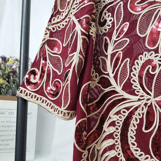 Плюс размер синий кружевной SequinsOpen кардиган для женщин Длинный свободный платок кимоно топ Обложка