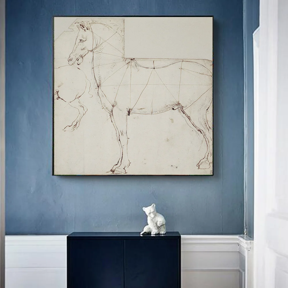 Картина на холсте с изображением лошади Леонардо да Винчи 1878 художественные