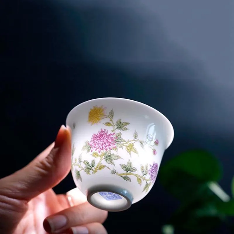 Женская чашка для чая с ручной росписью маленькие чаши китайские зеркальные