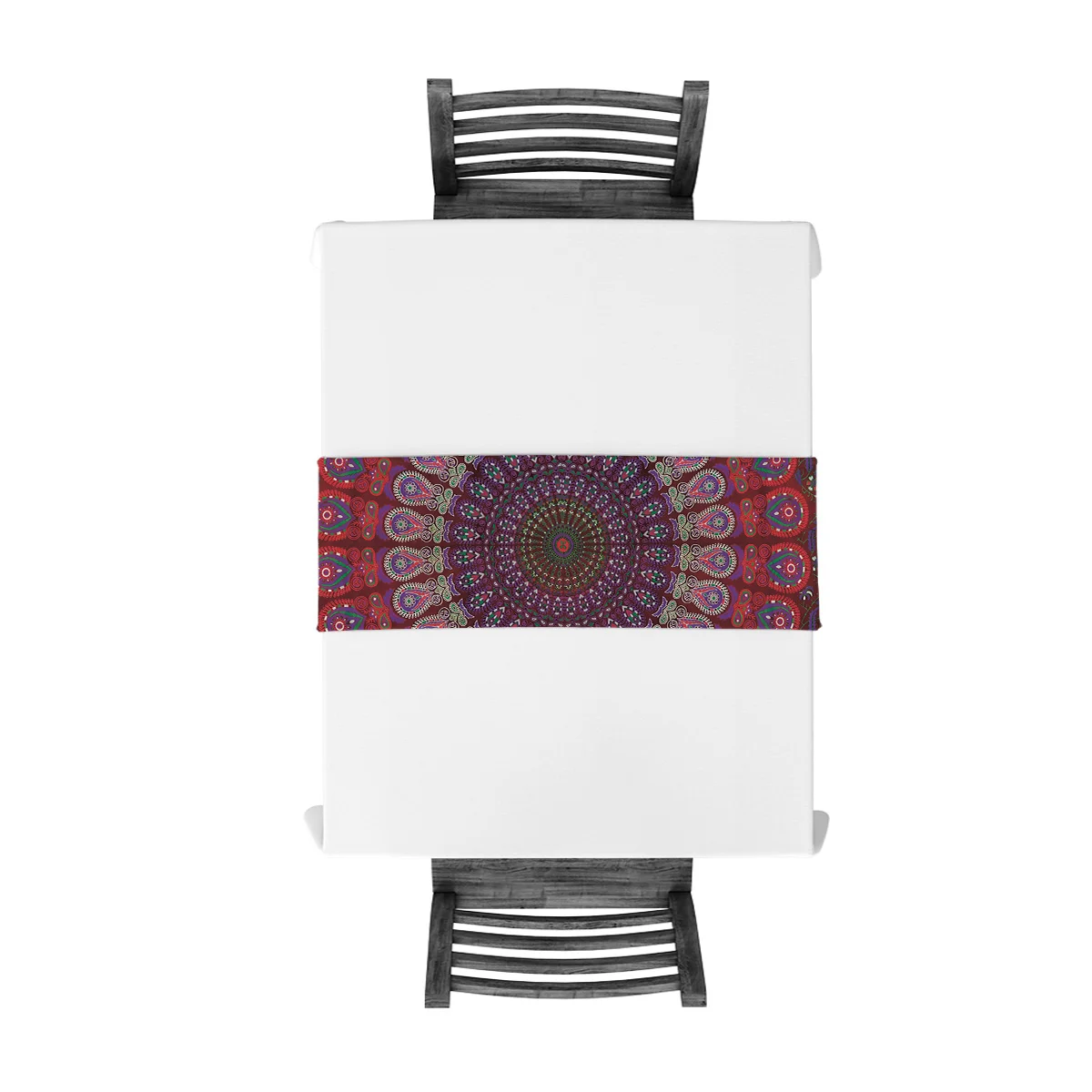 Длинная настольная дорожка с рисунком мандалы красная скатерть для кухни