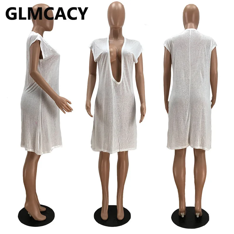 

Sleeveless Plunge V Neck See Through Summer Sexy Dress