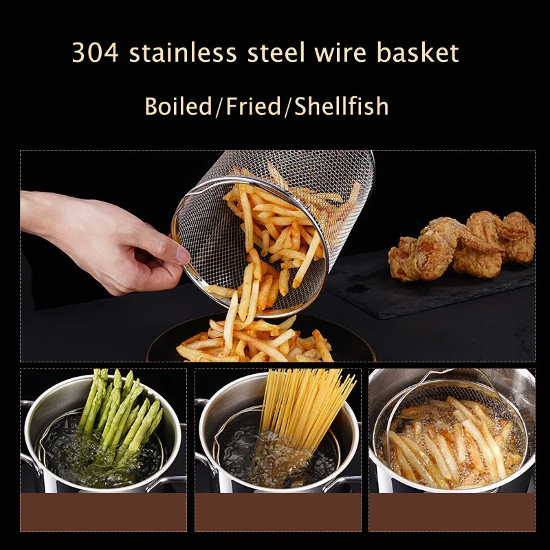 Кухонная фритюрница из нержавеющей стали 304 с фильтром для темпуры вареная