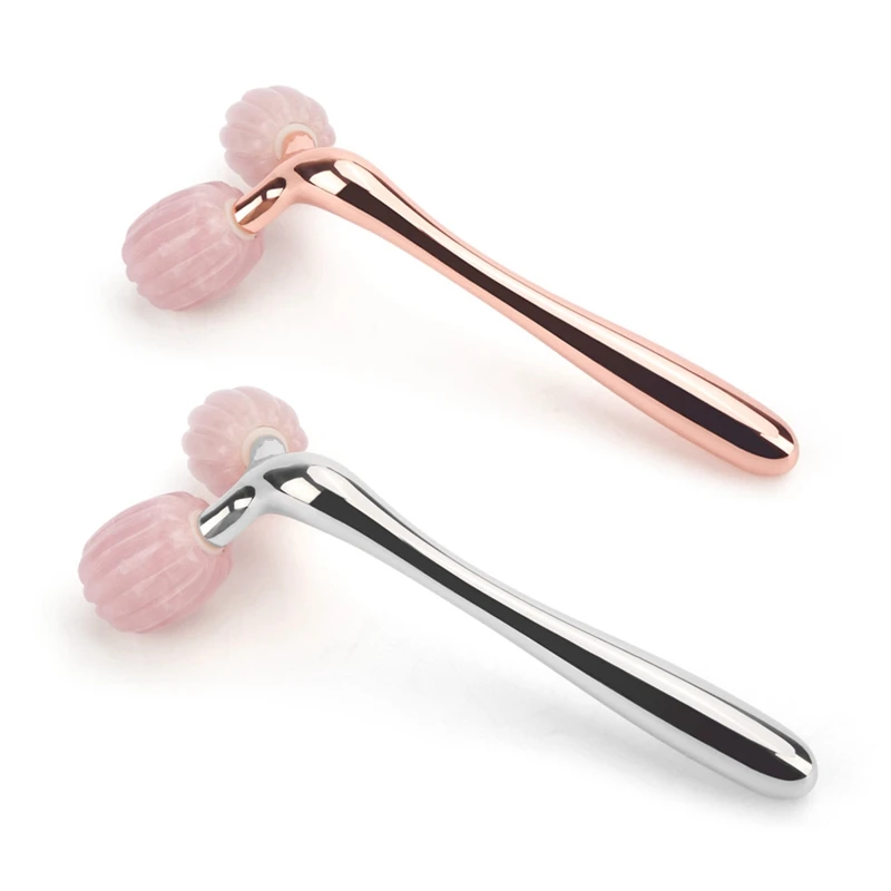 

Jade Roller 360 Rotate Thin Face Body V-Shape Massager Wrinkle Remover Facial Massage Tool 3D Roller Massager Rose