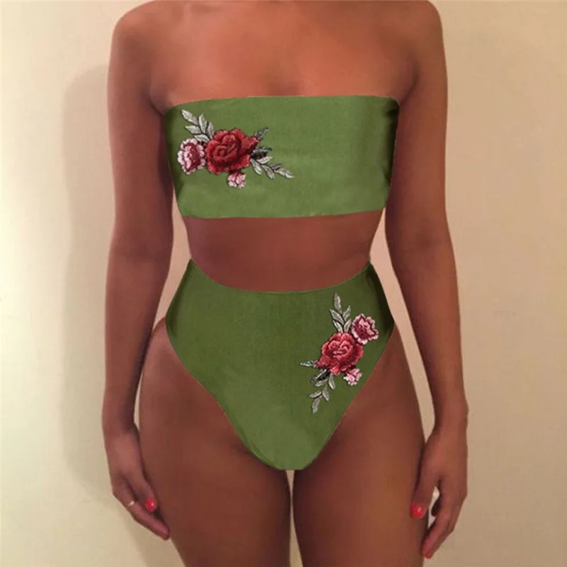 Летний женский купальник сексуальный цветочный принт бикини Женский вышитый