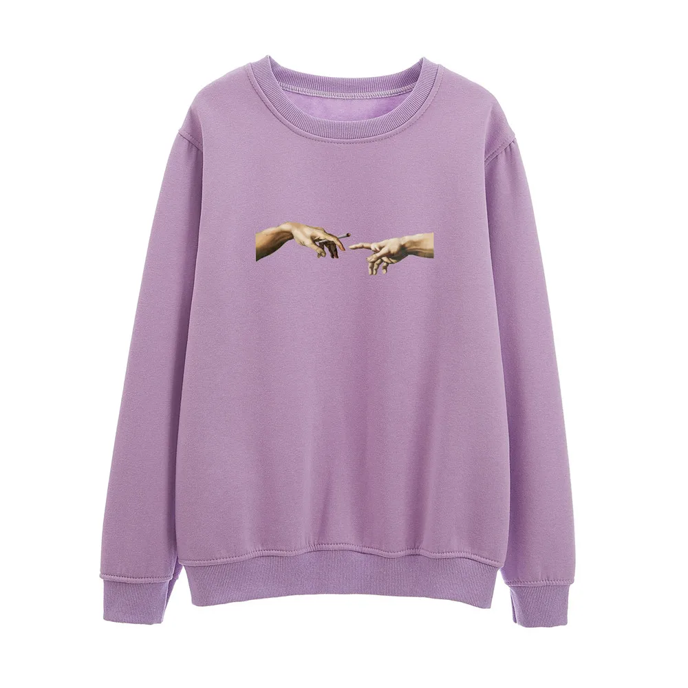 Cartoon Graphic Crew Neck Sweatshirt Vintage Women Sweetshirts Korean Top Sweat Suit Tracksuit Crew Neck Hoodies for Women