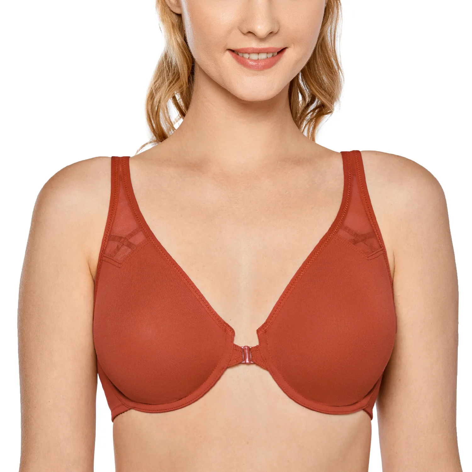 Женщин Мягкий Бесшовный Бюстгальтер на косточках полный охват спереди близко