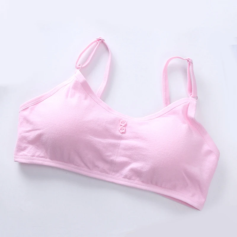 

Girls Training Bra with Chest Pad 8-18 Years Adolescente Kids Underwear Cute Tops Solid color Cotton Spandex Teen Bra Vest