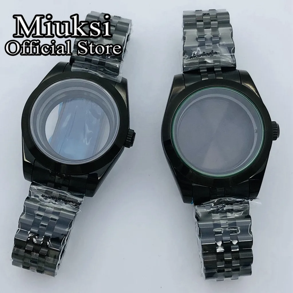 Miuksi-funda de cristal de zafiro negro para reloj, carcasa de cristal PVD compatible con NH35, NH36, ETA2824, 2836, Miyota, 8205, 8215, DG2813, 3804, PT5000, movimiento, 36mm/40mm
