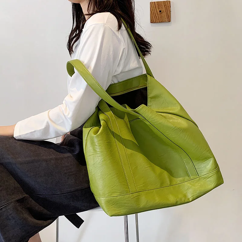 

High-quality Ladies Large-capacity Shoulder Bag 021 New Fashion Solid Color PU Shoulder Bag Korean Version Underarm Tote Bag