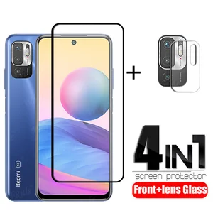 4 in 1 for xiaomi redmi note 10t glass for redmi note 10t film full cover screen protector for redmi note 10 5g 10t lens glass free global shipping