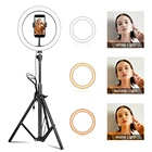 Светодиодный кольцевой светильник 10 дюймов, USB светильник ПА для фотосъемки с держателем для штатива, с регулируемой яркостью, с холодным и теплым заполнением, для Youtube, VK, Vlog