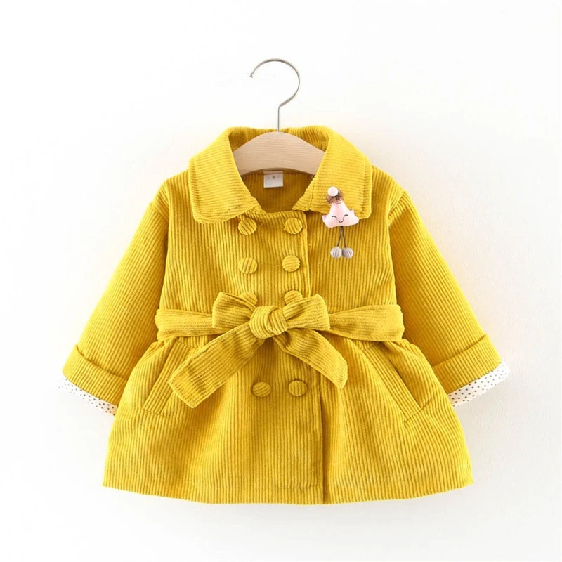 Модное осеннее пальто принцессы плащ для маленьких девочек детское двубортное