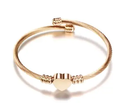 rose gold Браслет из нержавеющей стали с тросом из нержавеющей стали с очаровательный браслет браслеты из розового золота для женщин 3 цвета модные ювелирные изделия - Окраска металла: rose gold