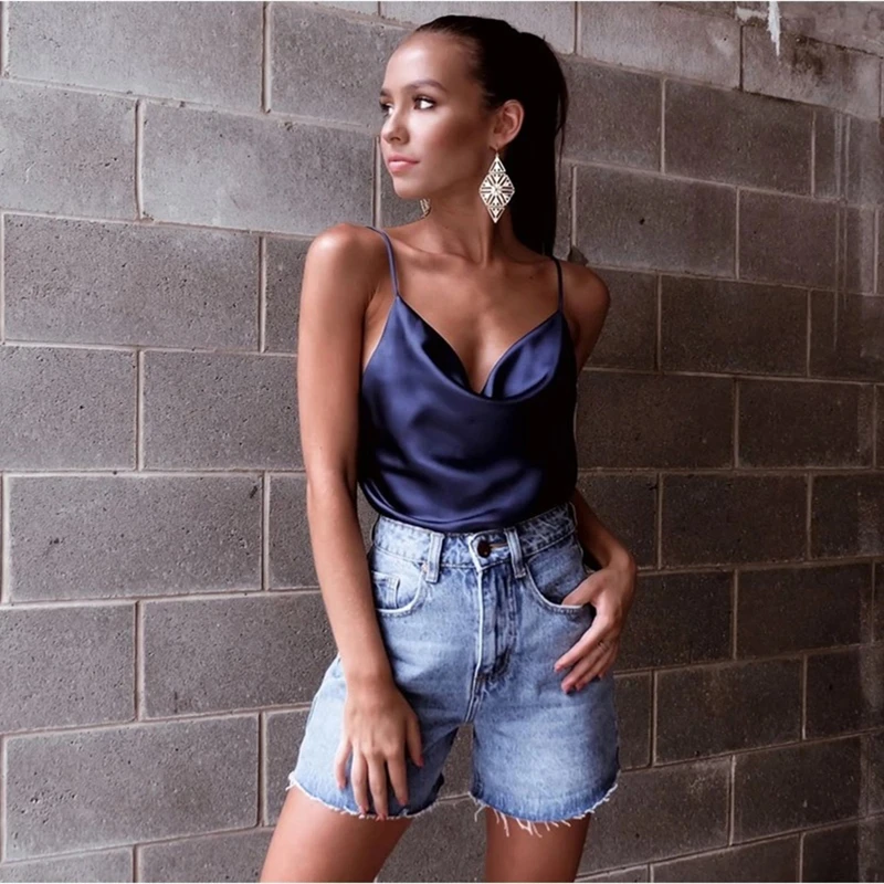 Пижама женская на бретельках жилет из искусственного шелка однотонная домашняя