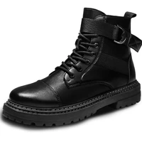 lace up black winter boots for men rubber bottom tactical military mens boots microfiber outdoor mens casual shoes with buckle