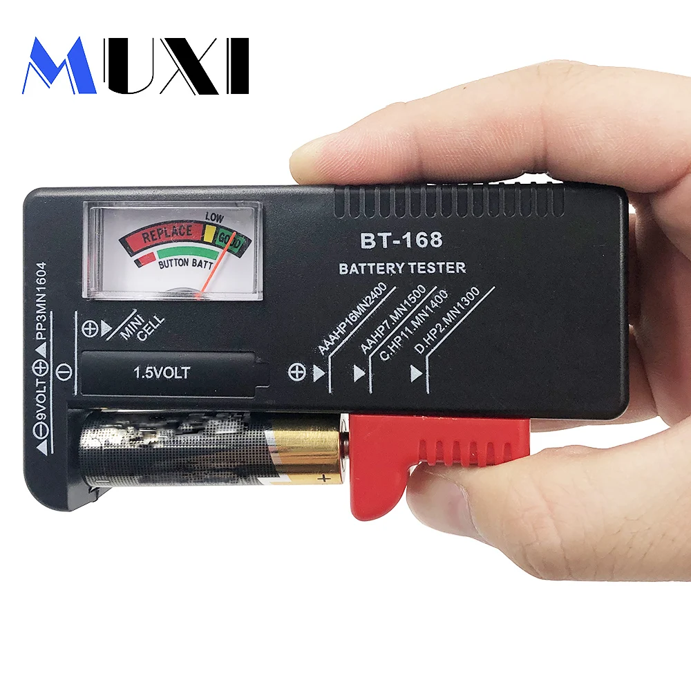 MUXI-pilas AA/AAA/C/D/9V/1,5 V, pilas de botón universales, medidor codificado por colores, indicador de voltaje, comprobador de potencia