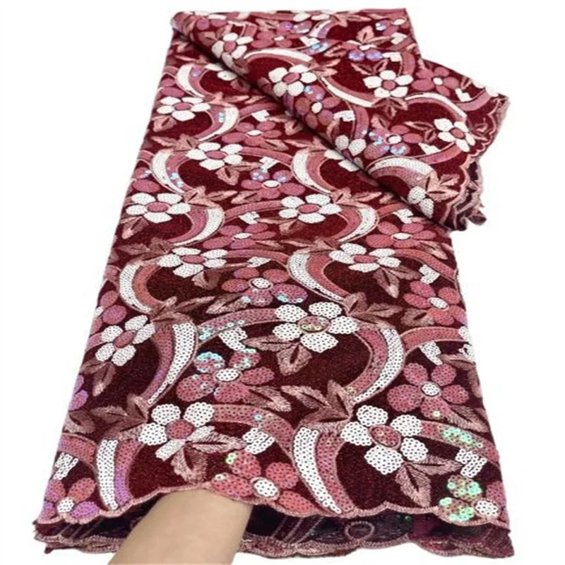 

High Quality Sequins Lace Fabrics 2021 Latest African Sequence Lace Fabric for Bridal Lace Nigerian Net Lace Fabric J98-4