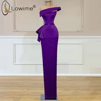 simple one shoulder purple long straight evening dresses 2021 floor length satin robe de bal elegant dresses for women