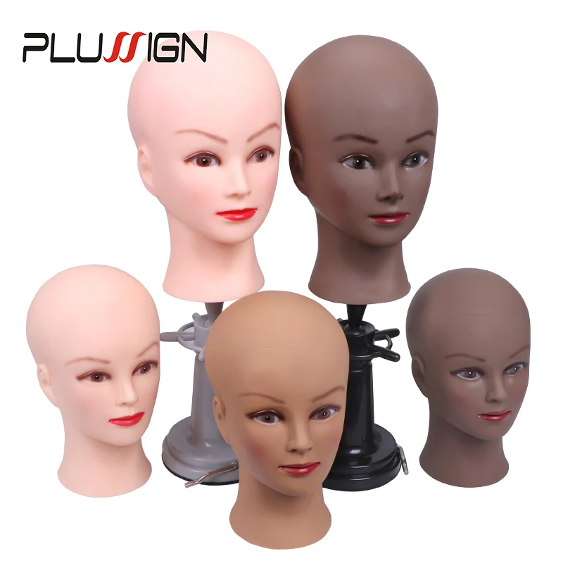 Bald Block Head For Wig Display Making Wigs And Styling Mannequin Head Wig Stand T Needle C Needles Hair Weave Thread Wig Caps