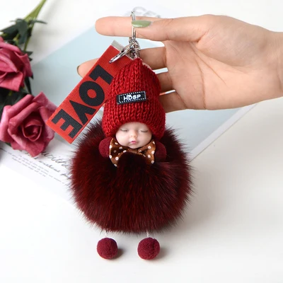 Высокое качество Милая яркая Пышная юбка Спящая кукла брелок для ключей помпон