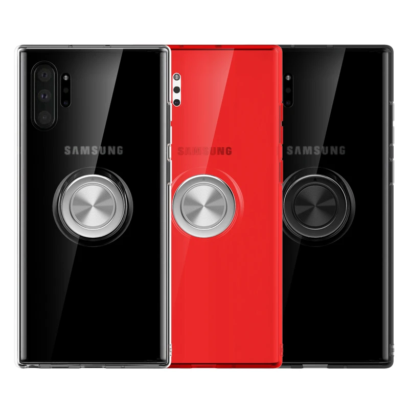 Противоударный чехол с кольцом для Samsung Galaxy Note 10 Pro Plus 10Plus 10Pro S9 прозрачный мягкий