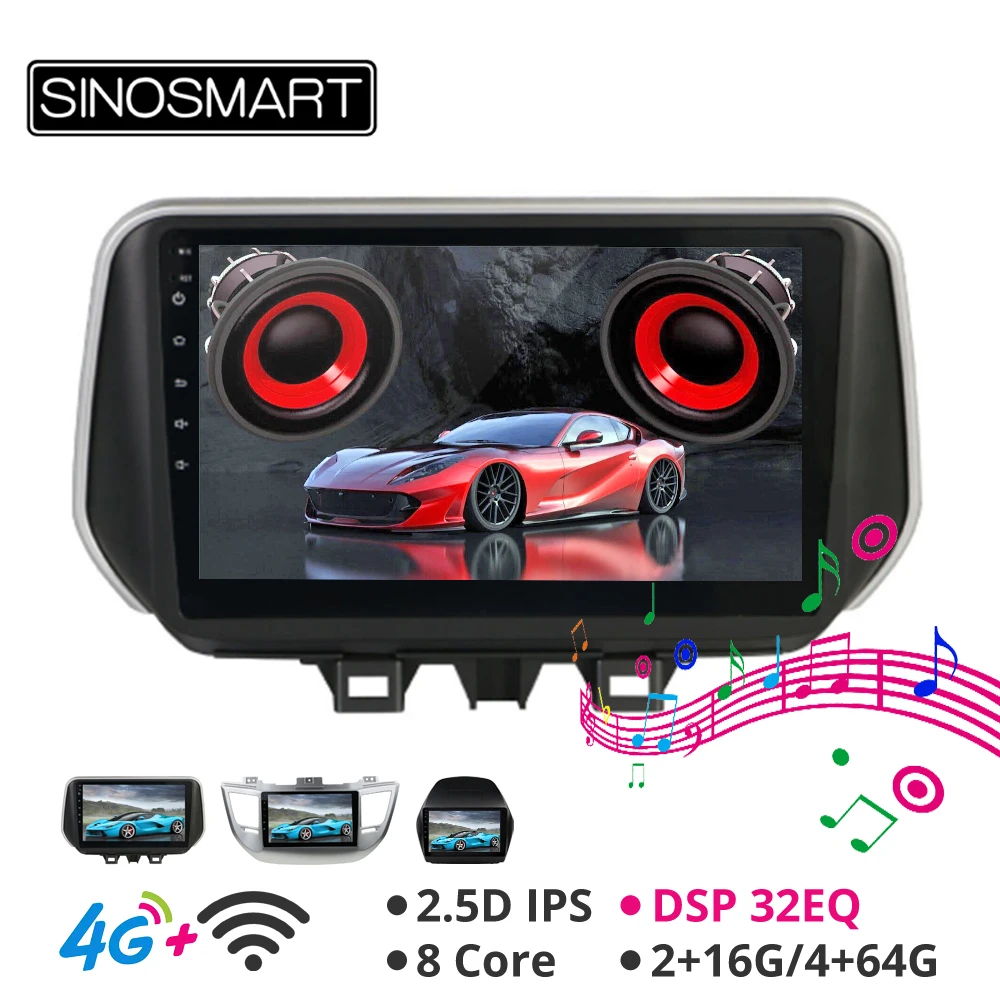 SINOSMART 2.5D ips/QLED экран 1 г/2 г gps навигационный плеер для hyundai Tucson IX35 2009-, 32EQ DSP, 4 г опционально