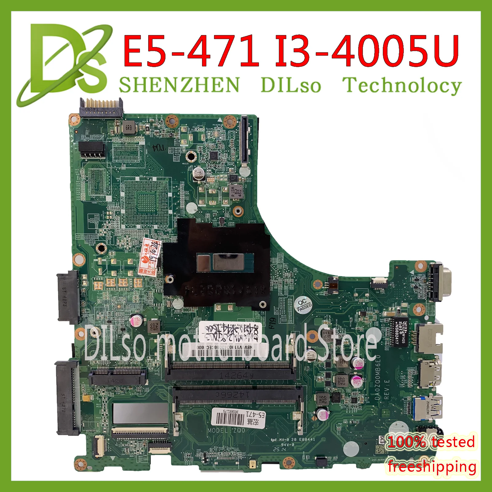 KEFU DA0ZQ0MB6E0 для Acer aspire E5 471 471G V3 472P материнская плата ноутбука i3 4005u CPU оригинальная